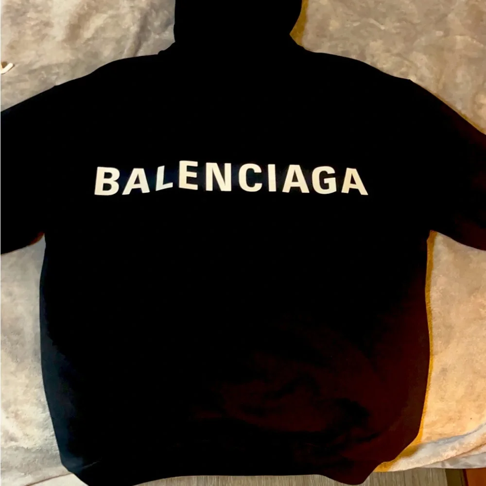 Balenciaga Black Hoodie with White Logo